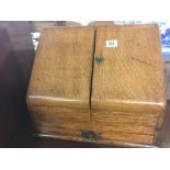 LATE VICTORIAN OAK WRITING & LETTER BOX WITH PRIVATE DRAWER