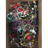 BOX OF MIXED COSTUME JEWELLERY INCL; BEADED NECKLACES