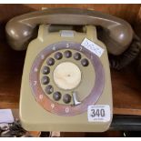 VINTAGE COLOURED DIAL TELEPHONE, OLIVE GREEN, CONVERTED BT GPO