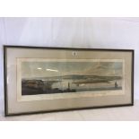 EARLY ANTIQUE PRINT, VIEW OF THE ENTRANCE OF THE RIVER TEIGN PUBLISHED IN 1818. 12'' X 34'' IMAGE
