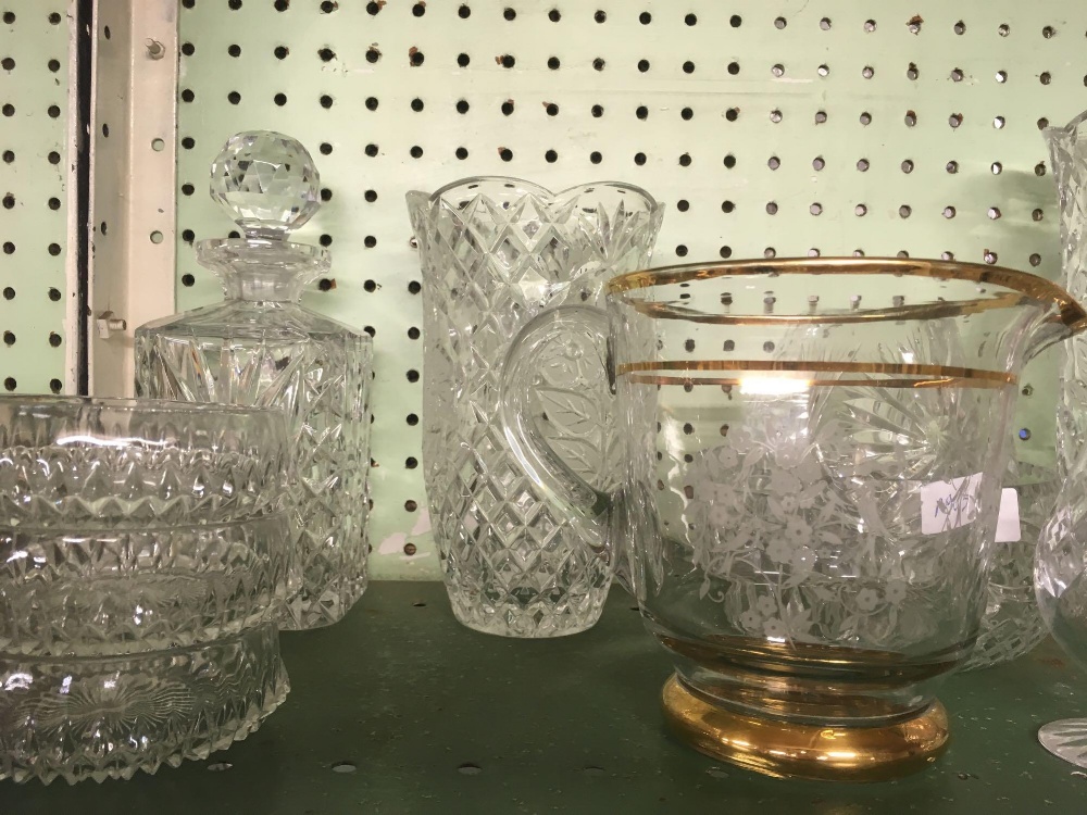 PAIR OF MATCHING CUT GLASS DECANTERS, VARIOUS VASES, BOWLS ETC - Image 2 of 3