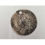 GEORGE II SILVER SHILLING 1757, FINE