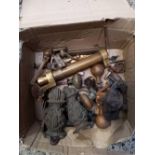 CARTON WITH BRASS FITTINGS, 2 BRASS LEGS, STEEL DOOR KNOCKER,