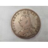 A VICTORIAN SILVER DOUBLE FLORIN 1890