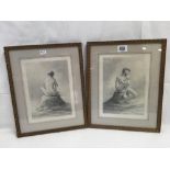 PAIR OF ORIGINAL PENCIL STUDIES OF FEMALE NUDES, SIGNED