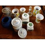 5 PIECES OF ITALIAN POTTERY, 2 TAUNTON VALE STORAGE JARS, BURLEY STORAGE JARS ETC