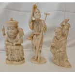 THREE CARVED FIGURES, 4'' HIGH