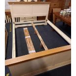 MODERN KINGSIZE BED FRAME WITH SLATS BY JB GLOBAL & MATCHING PAIR OF BEDSIDE CABINETS