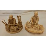 TWO SMALL CARVED GROUPS, 2.5'' HIGH