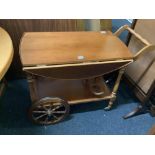 RETRO TEAK DROP FLAP 2 TIER TEA / DRINKS TROLLEY