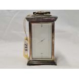 WHITE METAL QUARTZ CARRIAGE CLOCK