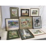 COLLECTION OF VARIOUS F/G WATERCOLOURS OF VARIOUS LANDSCAPES ETC (9)