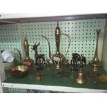 3 BRASS TURKISH COFFEE POTS & VARIOUS ORNAMENTS