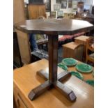 OAK OCTAGONAL TABLE WITH BRASS CORNERS & FEATURES