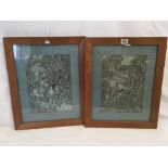 PAIR OF EASTERN WATERCOLOURS OF VARIOUS FIGURES AND ANIMALS IN GARDEN SETTINGS