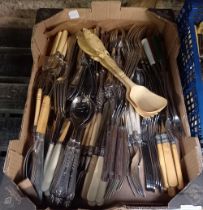 3 CARTONS OF MISC PLATED & BONE HANDLED CUTLERY