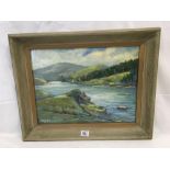 WILLIAM A COUPER, 1891-1972 AN UPLAND RIVER LANDSCAPE, OIL PAINTING ON CANVAS BOARD. SIGNED