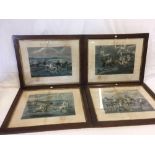 SET OF 4 COLOURED ENGRAVINGS AFTER HENRY ALKEN, THE FIRST STEEPLECHASE ON RECORD, PLATES 1-4,