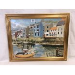 A COTTERELL, A VIEW OF THE HARBOUR AT WHITBY, OIL PAINTING ON BOARD, SIGNED