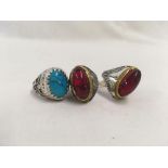 3 MEN'S RINGS SET WITH BRAZIL STONE