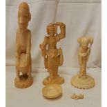 THREE CARVED ORIENTAL FIGURES, APPROX 4'' / 5'' HIGH