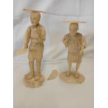 TWO CARVED CHINESE FIGURES, 6.5'' HIGH