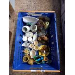 CARTON WITH MIXED CHINA & METALWARE, VASES, PIG MONEY BOX,