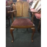 OAK BERGERE BACKED & UPHOLSTERED CARVER CHAIR