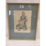 NESTA JARMAN A.R.M.S. A PORTRAIT OF A SEATED LADY ''KATRINA'' SIGNED WATERCOLOUR WITH VARIOUS LABELS