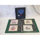 QTY OF USED WORLD STAMPS IN A PERIOD STAMP ALBUM & A PART ALBUM OF POST OFFICE PICTURE CARD