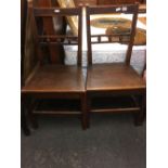 2 ARTS & CRAFTS OAK COUNTRY STYLE CHAIRS, THOUGHT TO BE YORKSHIRE MADE.