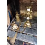 SMALL QTY OF BRASS INCL; CANDLESTICKS,