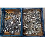 2 CARTONS OF MIXED STAINLESS STEEL CUTLERY & NICKEL FORKS