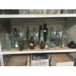 QTY OF VINTAGE GLASS BOTTLES INCL: CODD BOTTLES FROM EXETER, WESTON SUPERMARE,