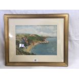 WATERCOLOUR VIEW OF ODDICOMBE BEACH,