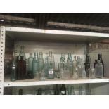 QTY OF VINTAGE GLASS BOTTLES INCL: CODD BOTTLES FROM TIVERTON, BARNSTAPLE,