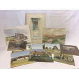 FOLDER OF 12 WATERCOLOURS INCLUDING 5 VIEWS OF IRELAND DATED 1898