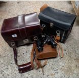 2 CAMERA BAGS & 1 PAIR OF 10 X 35 BINOCULARS BY H SALANSON & CO, BRISTOL & CARDIFF,