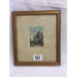 FREDERICK MERCER; FINE QUALITY MINIATURE WATERCOLOUR OF CAEN CATHEDRAL LATE 19THC.