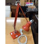 ORIGINAL METAL ANGLE POISE LAMP IN ORANGE,