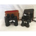 PAIR OF AJAX 10 X 50 BINOCULARS WITH CASE & UNKNOWN MAKE 6 X 30 BINOCULARS WITH CASE & 1 OTHER PAIR