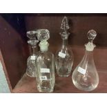 4 VARIOUS GLASS DECANTERS