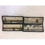 TWO PAIRS OF WATERCOLOURS, FIRST PAIR OF MARINE SCENES OF SAILINGS SHIPS AT SEA, THE SECOND,