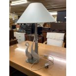 TALL MODERN TABLE LAMP & SHADE BY NAO/LLADRO OF 2 GEESE