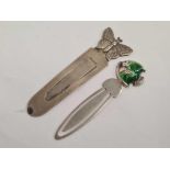 HALLMARKED SILVER BUTTERFLY BOOKMARK & SILVER & ENAMEL FISH BOOKMARK