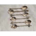 SET OF 6, 925 WHITE METAL SPOONS WITH DECORATIVE FINIAL'S APPROX 42.