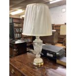 TALL DECORATIVE GLASS & BRASS TABLE LAMP WITH SHADES