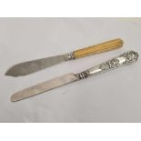 GEORGIAN SILVER BLADED KNIFE & VICTORIAN SILVER BLADED BUTTER KNIFE,