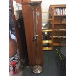 TALL CHROME UPLIGHTER STANDARD LAMP WITH FLEXI HEAD READING LAMP