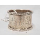 SILVER PERSONAL SILVER NAPKIN RING OF G.C. COLLINS RN, ENGRAVED WITH SHIPS HE SERVED ON,